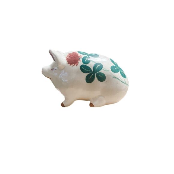 Porcelain Pig Figurine Hand Painted Clover Pottery - Picture 7 of 8